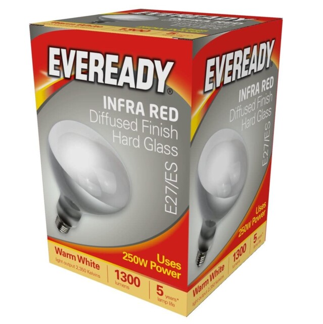Eveready 250w Es E27 Screw In Heat Lamp Bulb 1 Count (pack Of 1), Warm