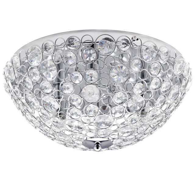 Litecraft Ovii Flush Mount Crystal Effect Bathroom Polished Chrome