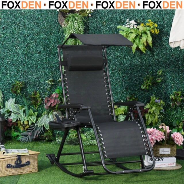 Garden Rocking Chair Folding Recliner Outdoor Adjustable Sun Lounger
