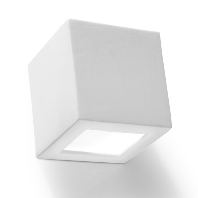 Wall Lamp White Ceramic & Glass 15x15x15 Cm Square Modern Paintable