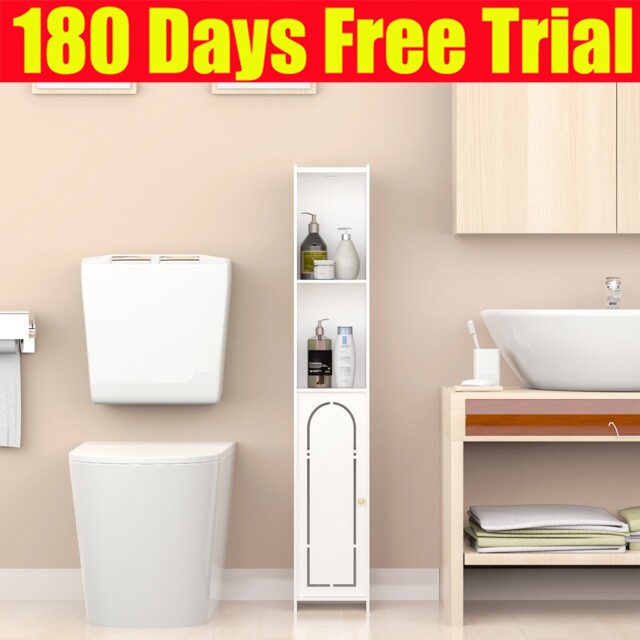 High Gloss Waterproof Bathroom Cabinet Free Standing Storage Cupboard