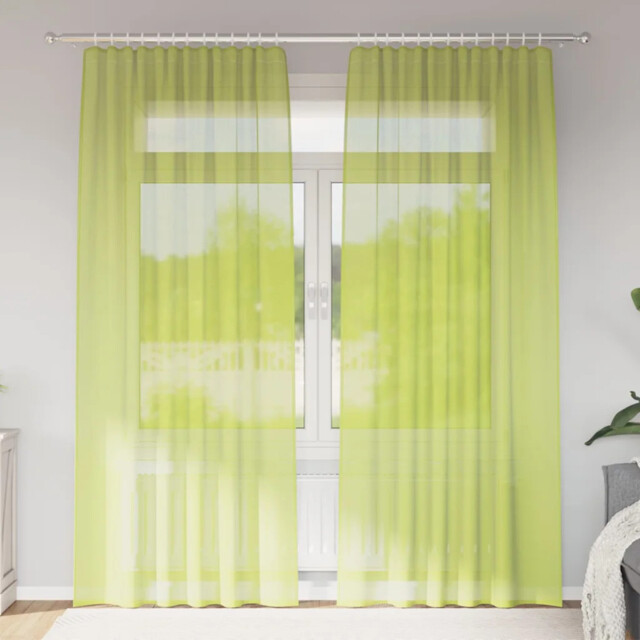 Voile Curtains With Rod Pockets 2 Pcs Apple Green Vidaxl
