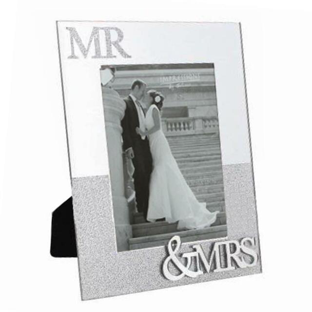 "Wedding Day Mr & Mrs Mirror / Glitter 5""x7"" Portrait Photo Frame"
