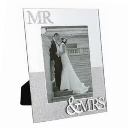"Wedding Day Mr & Mrs Mirror / Glitter 5""x7"" Portrait Photo Frame"
