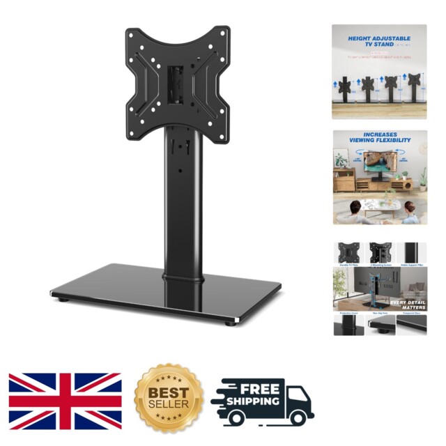 Universal Swivel Tv Stand With Tempered Glass Base - Fits 23-43 Inch