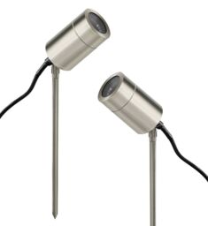 2 X Stainless Steel Garden Spike Light Adjustable Outdoor Gu10 Ground