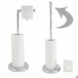 Chrome Toilet Paper Roll Holder Organiser With Storage Free Standing