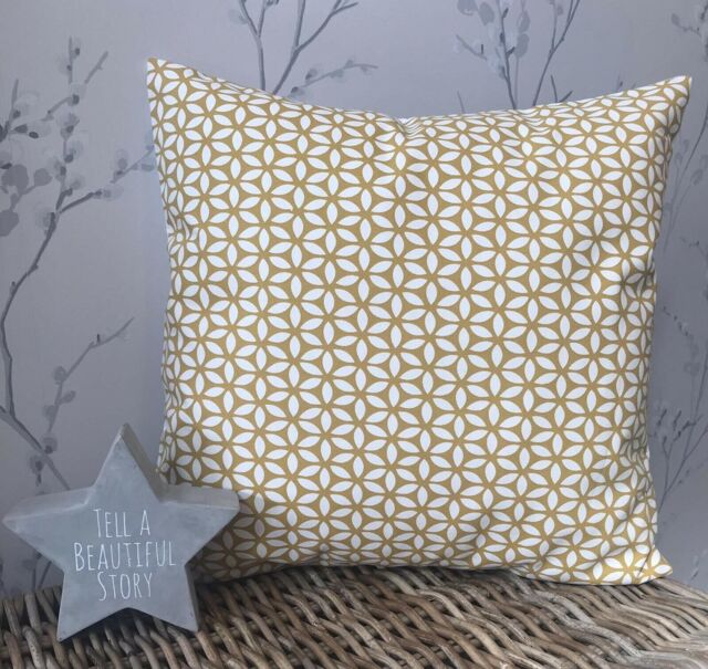 "Dunelm Geo Ochre Shabby Chic 16"" Cushion Cover"