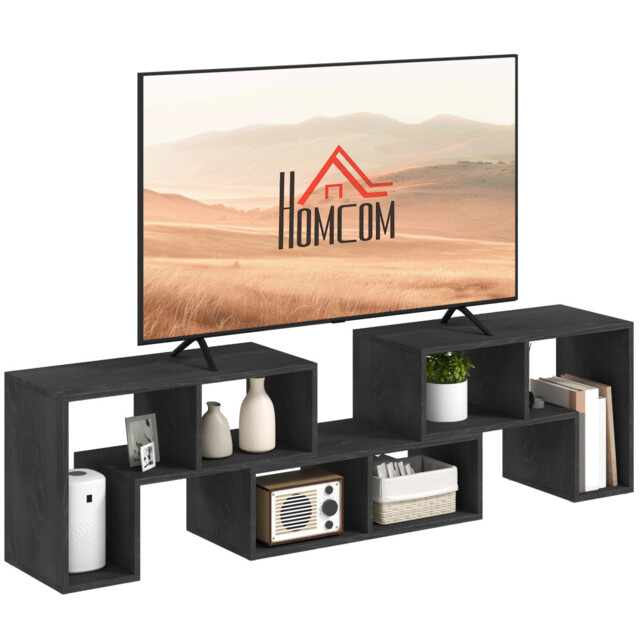 Extendable Tv Stand Up To 75 Inch Entertainment Unit Storage Shelf