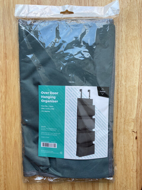 Premier Over Door 4 Tier Grey Hanging Organiser Clothes Storage Shoes