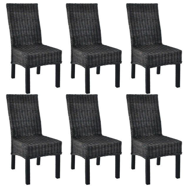 Dining Chairs 6 Pcs Black Kubu Rattan And Mango Wood Vidaxl