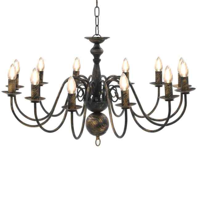 Chandelier Antique Black 12 X E14 Bulbs Vidaxl