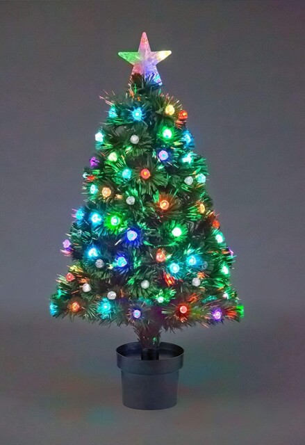 2ft Pre-lit Christmas Tree Green Fiber Optic Led Lights Xmas Home