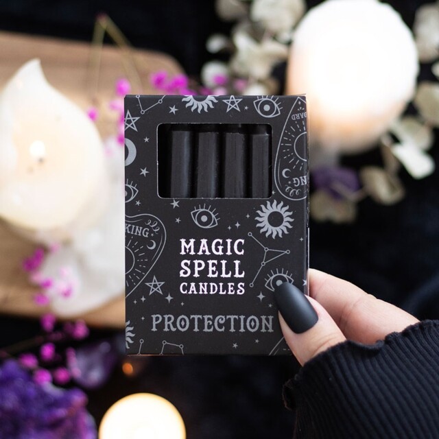 Pack Of 12 Black 'protection' Spell Candles