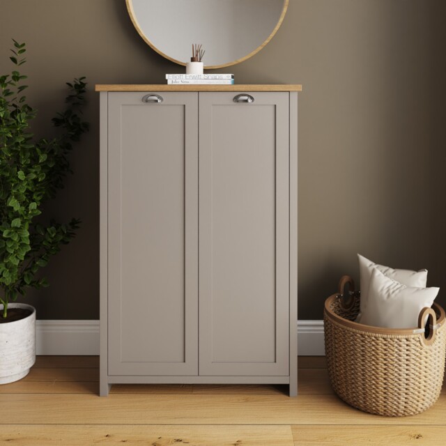 Lancaster 2 Door Shoe Cabinet Shelf Storage Hallway Entryway Living