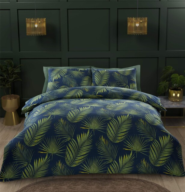 Palma Tropical Palm Tree Leaf Modern Design Duvet Quilt Cover Set Bed