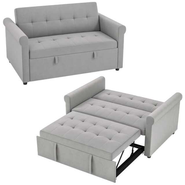 Homcom Convertible Pull Out Sleeper Sofa Bed Settee For Living Room,