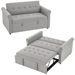 Homcom Convertible Pull Out Sleeper Sofa Bed Settee For Living Room,