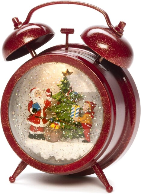 Konstsmide Christmas Led Snow Globe Lantern Alarm Clock With Santa And