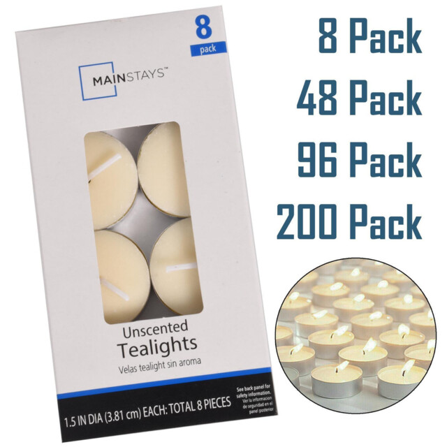 Tea Lights Candles Long Burn Night Light Unscented 8/48/96/200 Xmas
