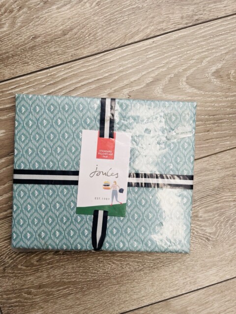 Joules Pair Of Two Pillowcases Coastal Border Stripe Standard Aqua £29