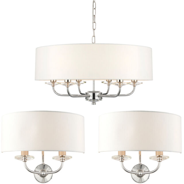 6 Bulb Ceiling Pendant Lamp & 2x Matching Twin Wall Light Modern