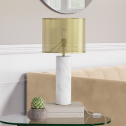 Brass And White Marble Table Lamp - Lincoln Rep029