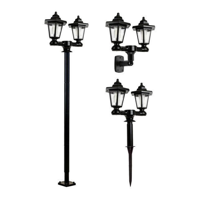 Gardenwize 3in1 Solar Powered Double Headlamp – Wall, Stake, Or Floor