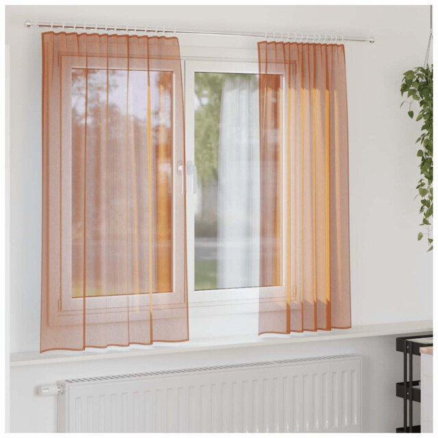 Voile Curtains 2pcs Terracotta 140x140cm Sheer Polyester Eyelet