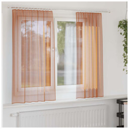 Voile Curtains 2pcs Terracotta 140x140cm Sheer Polyester Eyelet