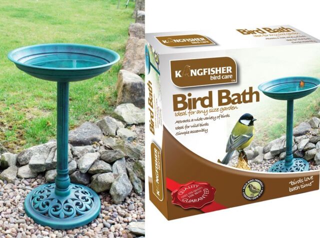 Bird Bath Station Garden Feature Ornamental Stand Feature Feeder Food