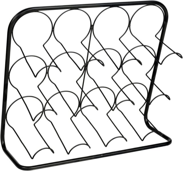 Contemporary Black Metal Wire Wine Bottle Rack Holder Free Standing