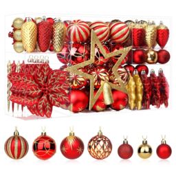 Shareconn 106pcs Christmas Baubles Ornaments Set,shatterproof Plastic