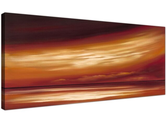 Beige Large Canvas Wall Art Of Sunset Beach Abstract Landscape 1147