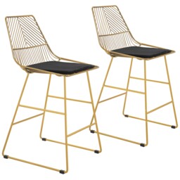 Homcom Modern Counter Height Bar Stools Set Of 2 Pcs Wire Metal