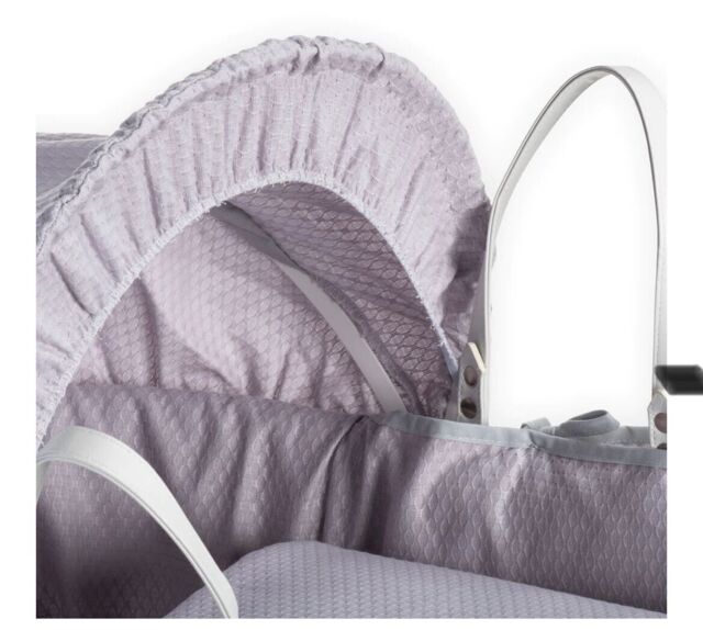 Elegant Baby Waffle Rocking Stand Moses Basket - White