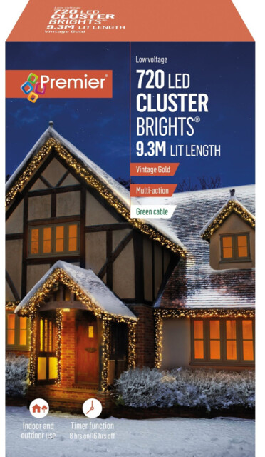 Premier 720 Led Cluster Multi-action Christmas Tree Lights Timer -