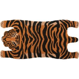 Tiger Shaped Coir Door Floor Entrance Mat Doormat 74 X 38cm Orange &