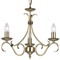 Hanging Ceiling Pendant Light Antique Brass 3x Shade Vintage Lamp Bulb