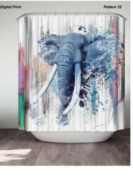 Shower Curtain 100% Polyester Fabric Modern Designer Washable + 12