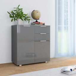 Sideboard High Gloss Grey 71x35x80 Cm Engineered Wood Vidaxl