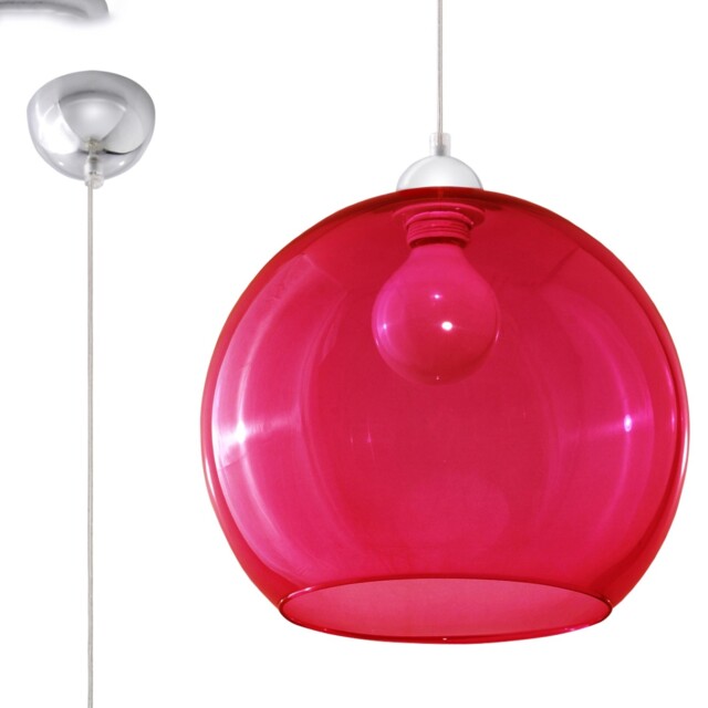 Pendant Lamp Ball Glass Steel Red E27 Led Sollux Lighting Dining,