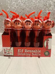 450ml Naughty Elf Reusable Plastic Christmas Fun Water Bottle With