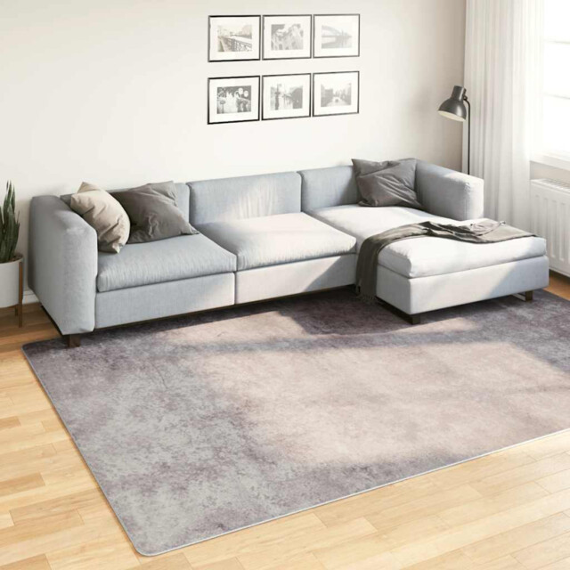 Runner Rug 190x300 Cm Grey Polyester Pvc Backing Low Pile Machine