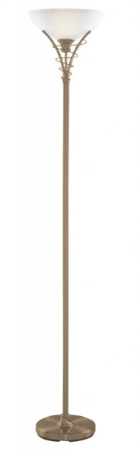 Floor Light Brass Linea Lamp In Antique And Frosted Glass Shade