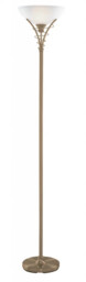 Floor Light Brass Linea Lamp In Antique And Frosted Glass Shade