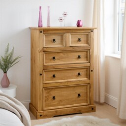 Corona 3+2 Drawer Chest Bedroom Large Storage Wax Solid Wood Pine