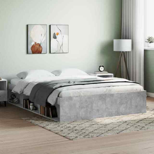 Bed Frame Concrete Grey 150x200 Cm King Size Vidaxl