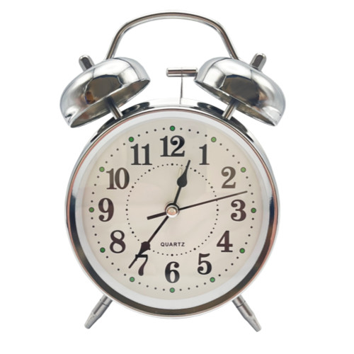 Basiks Traditional Clock Double Bell Travel Bedroom Home Office