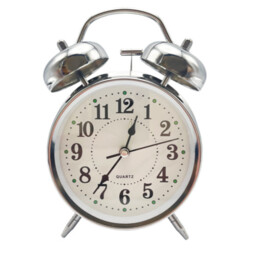 Basiks Traditional Clock Double Bell Travel Bedroom Home Office